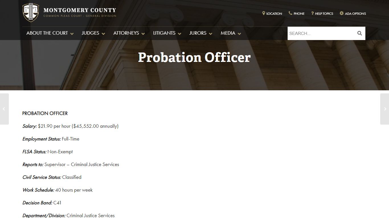 Probation Officer – Montgomery County Common Pleas Court